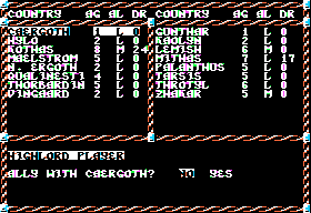 War of the Lance (Apple II) screenshot: Building alliances