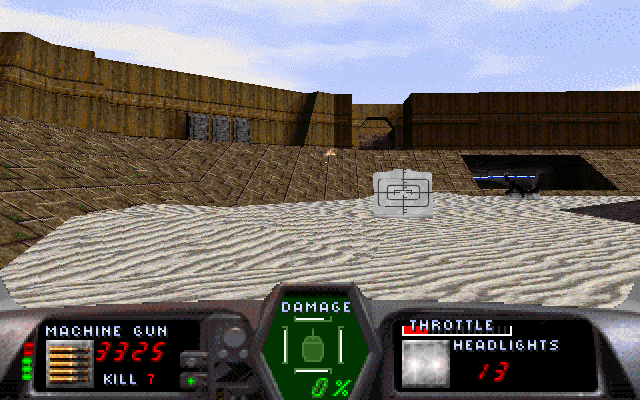 Gunmetal (DOS) screenshot: More target practice in an open arena-like area.
