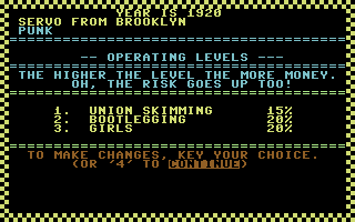 Gangbusters (Commodore 64) screenshot: Operating levels