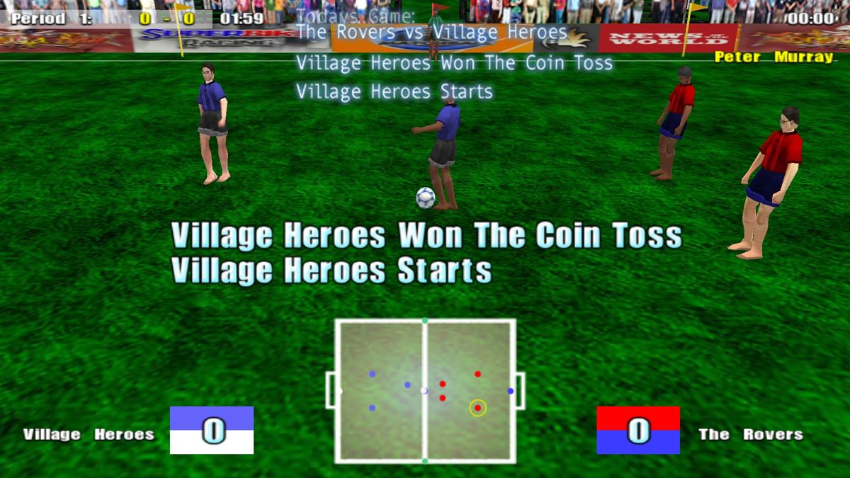 Five-A-Side Football (Windows) screenshot: A single player exhibition game: The kick off