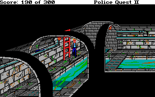 Police Quest 2: The Vengeance (DOS) screenshot: Underground in the sewer system.