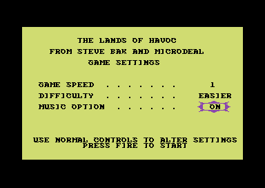 The Lands of Havoc (Commodore 64) screenshot: Title screen.