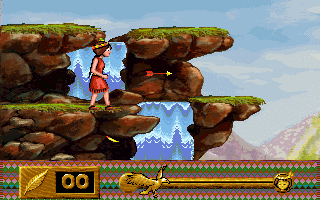Pocahontas (DOS) screenshot: On a cliff
