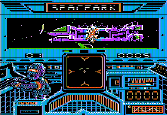 The Space Ark (Apple II) screenshot: Alien Mothership Attacks