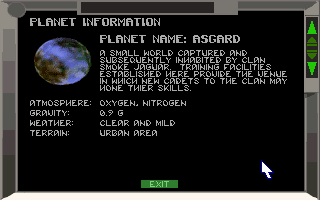 MechWarrior 2: The Clans (Demo Version) (DOS) screenshot: Mission briefing: planet data.