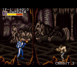 Captain Commando (SNES) screenshot: Some cavemen watch what is happening in front of them
