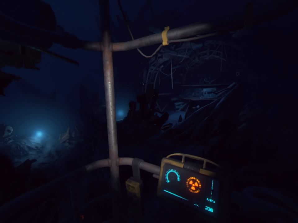 PlayStation VR Worlds (PlayStation 4) screenshot: Ocean Descent - Radiation level is rising