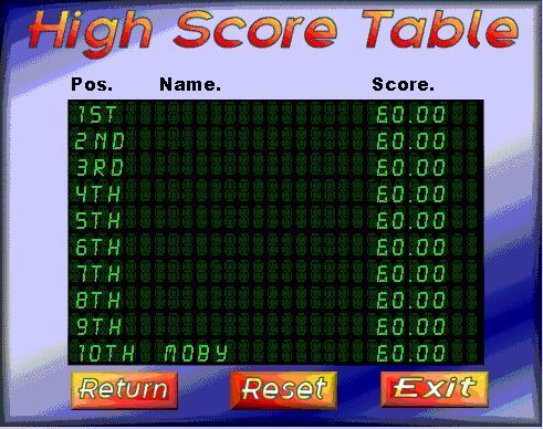 Encrypted (Windows) screenshot: The high score table