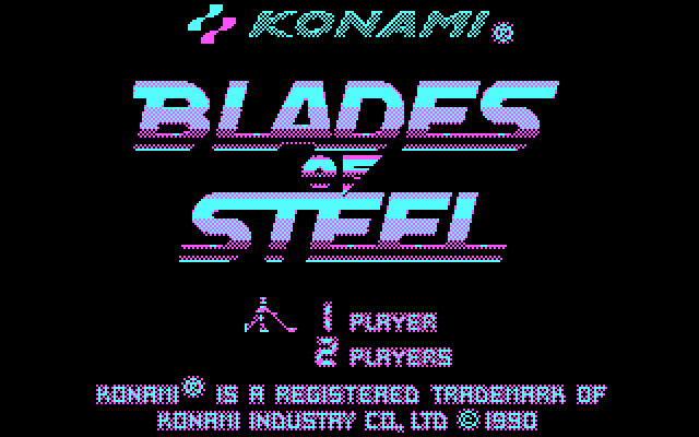 Blades of Steel (DOS) screenshot: Title screen (CGA)