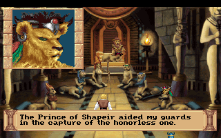 Quest for Glory III: Wages of War (DOS) screenshot: At the Council of Judgement in Tarna