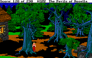 King's Quest IV: The Perils of Rosella (DOS) screenshot: Another night view: the creepy forest - it looks better at night