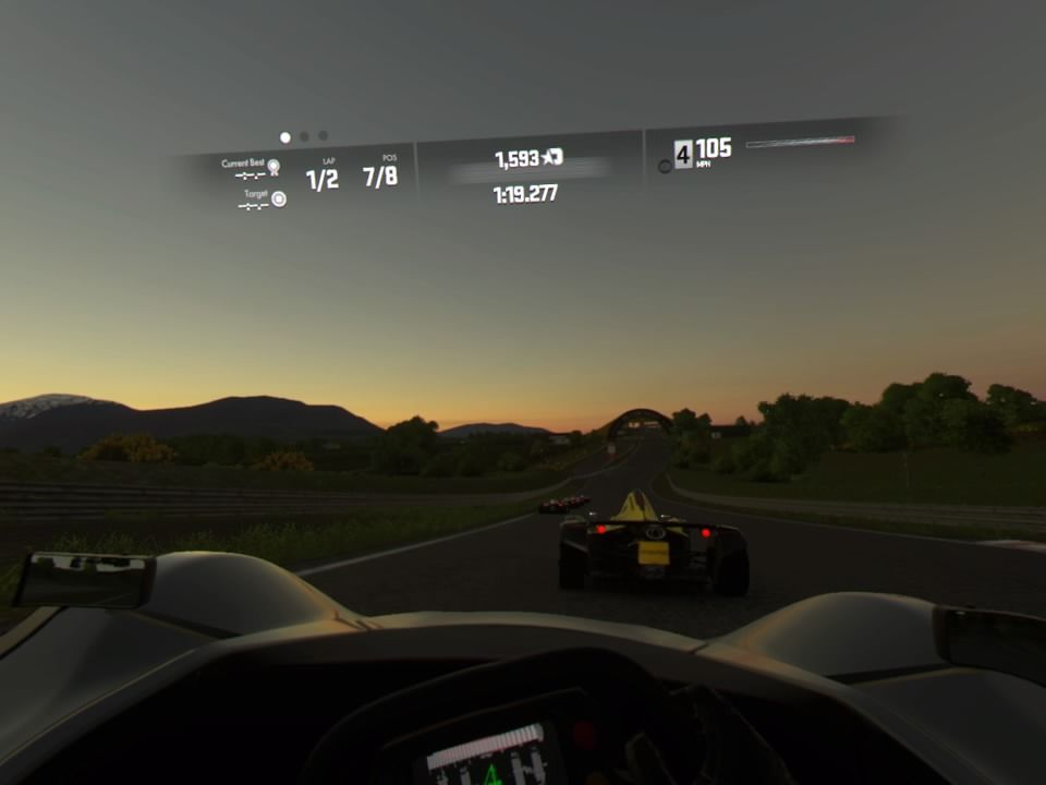 Driveclub VR (PlayStation 4) screenshot: Close behind the opponent