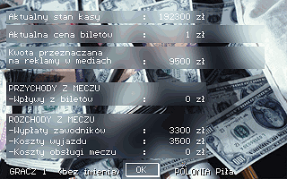 Speedway Manager '96 (DOS) screenshot: Finances changes