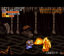 Captain Commando (SNES) screenshot: Marbin may be cute to you. Too bad his breath is lethal