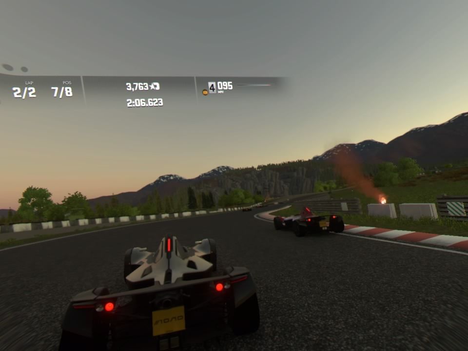Driveclub VR (PlayStation 4) screenshot: You can drive in back view mode as well
