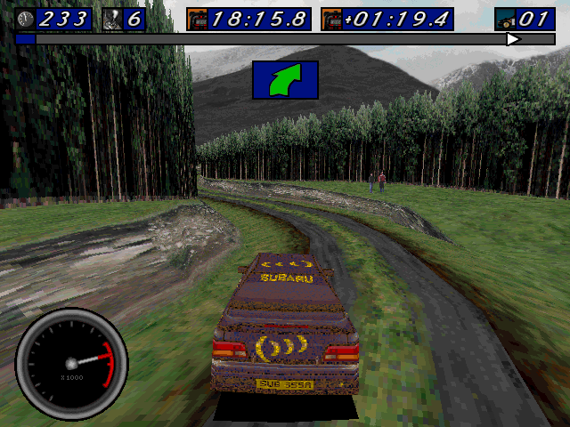 Rally Championship: International Off-Road Racing (DOS) screenshot: Muddy car