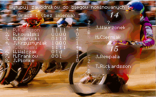 Speedway Manager '96 (DOS) screenshot: Final stage drivers selection