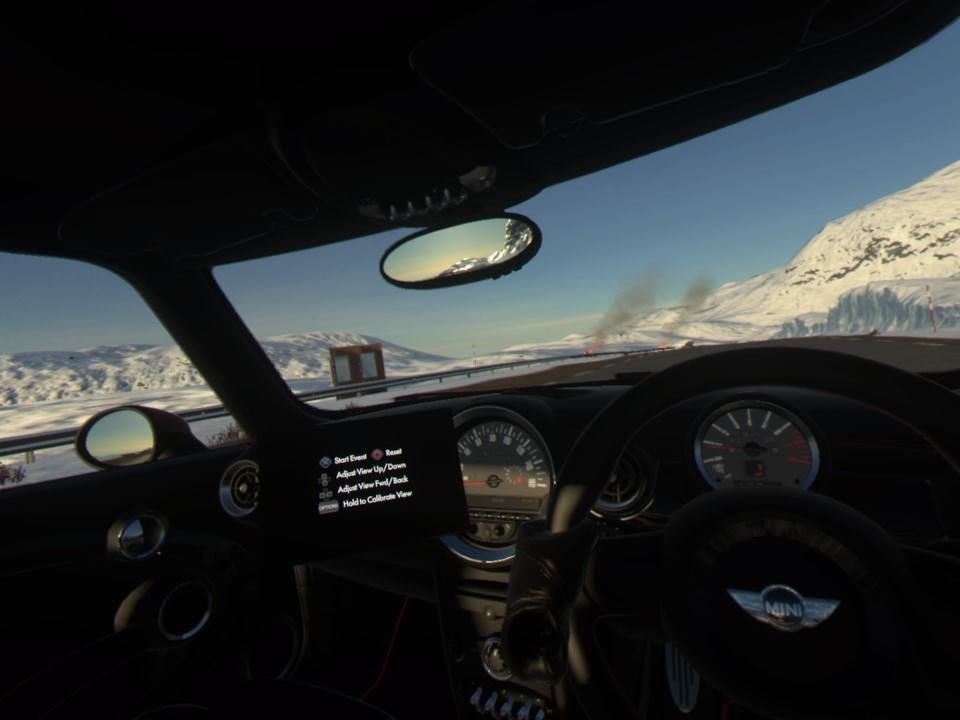 Driveclub VR (PlayStation 4) screenshot: Inside the car, getting ready for the race