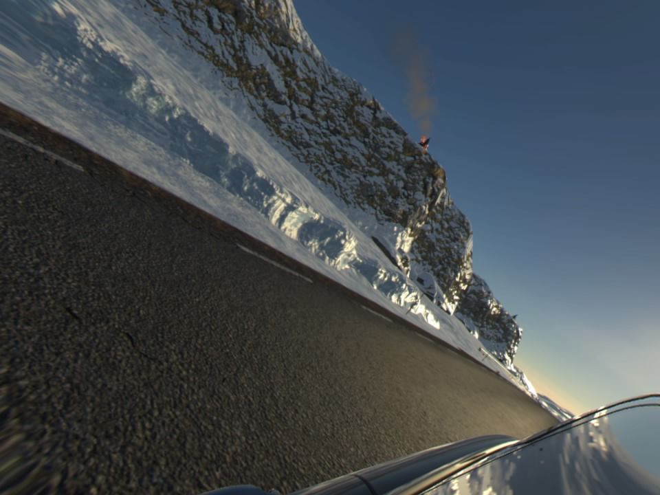Driveclub VR (PlayStation 4) screenshot: You can push your VR helmet outside the car if you mind the windshield