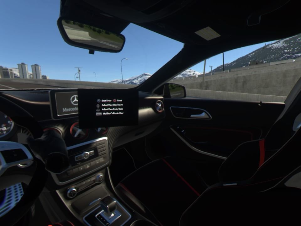 Driveclub VR (PlayStation 4) screenshot: Checking your car interior in a Mercedes-Benz