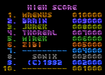 Tactic (Atari 8-bit) screenshot: Highscore table