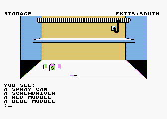 Gruds in Space (Atari 8-bit) screenshot: In the storage room