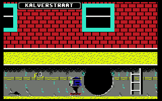 Floyd the Droid (Commodore 64) screenshot: A Rat attacked! (Dutch)