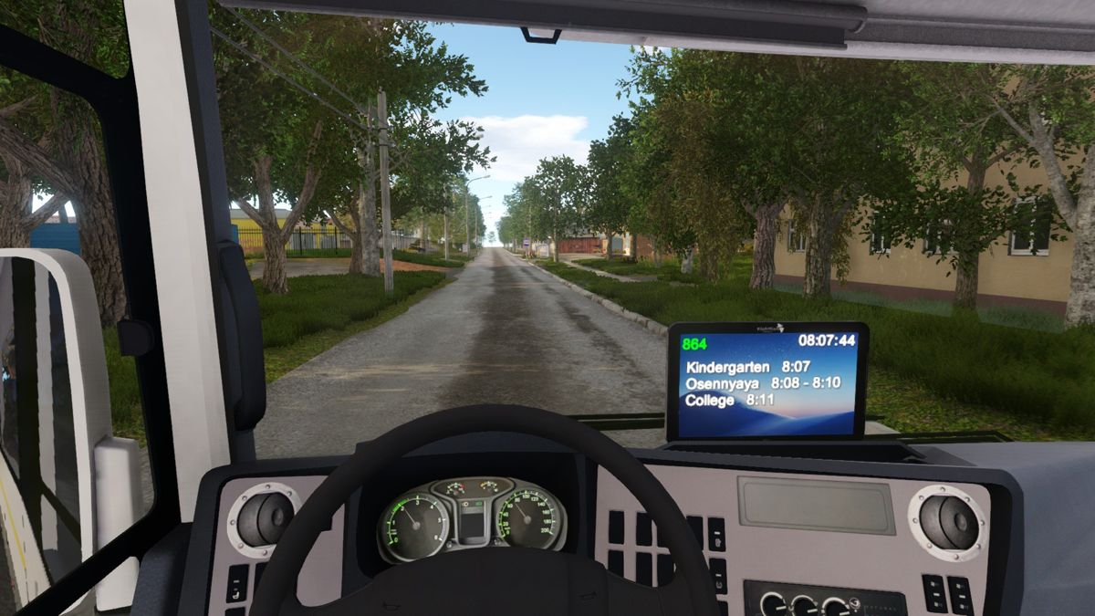 Bus Driver Simulator 19 (Windows) screenshot: Great an empty street, now I can catch up with the time table