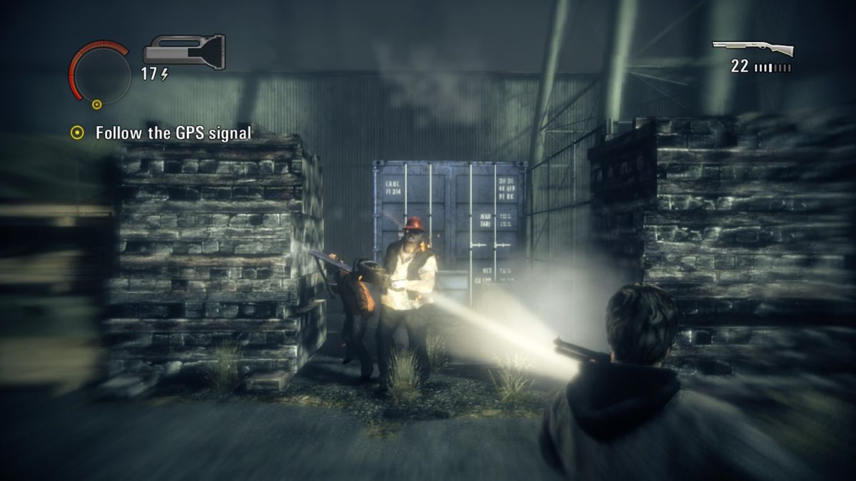Alan Wake: The Signal (Xbox One) screenshot: The chainsaw dude didn't care for announcing his presence from a mile away