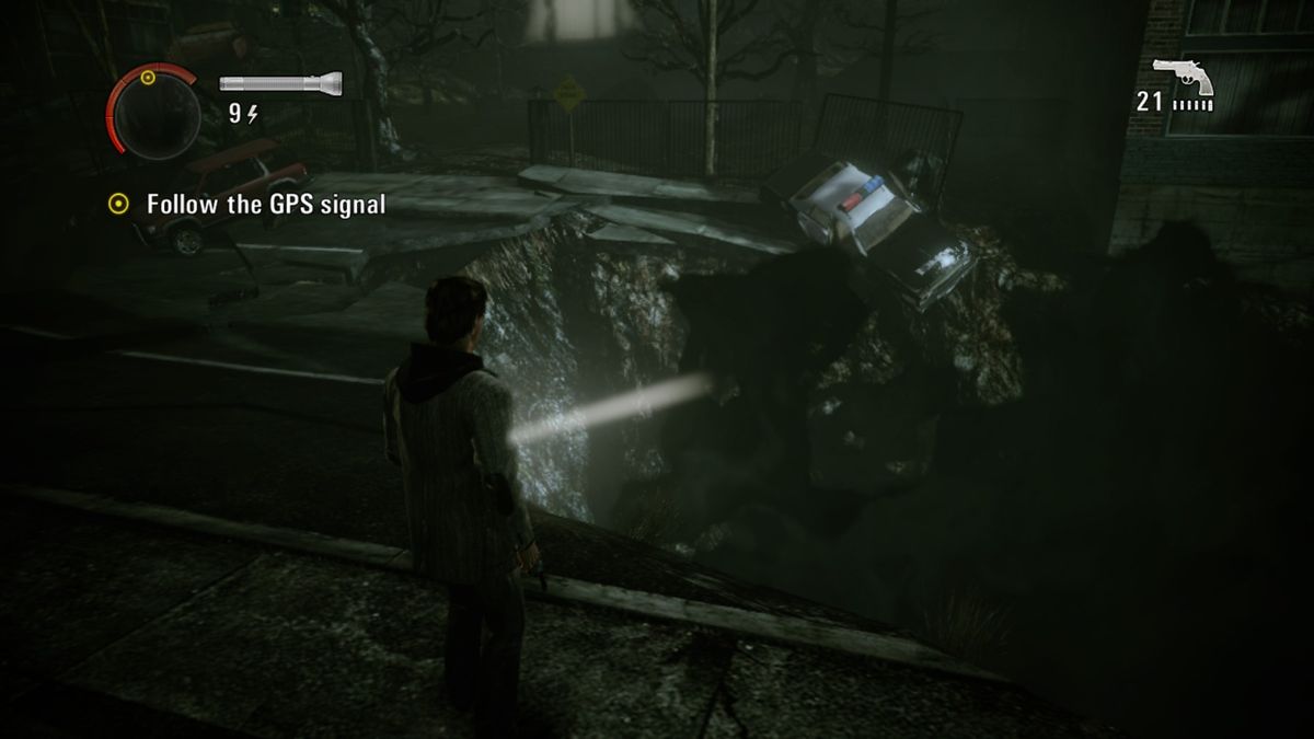 Alan Wake: The Signal (Xbox One) screenshot: There's no help from the police... there's no police at all for that matter