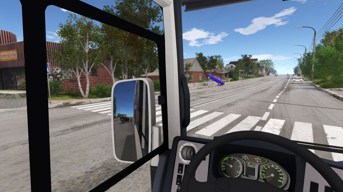 Bus Driver Simulator 19 (Windows) screenshot: That's not a glitch, that's a traffic accident