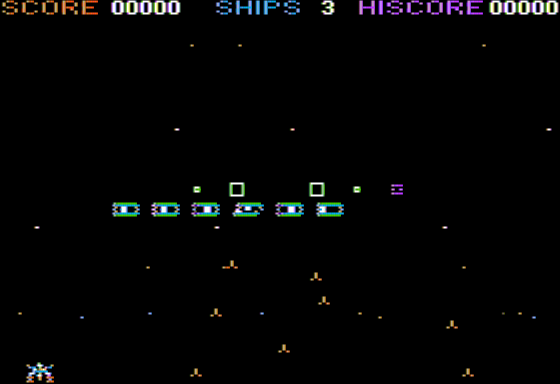 Triple Arcade Insanity (Apple II) screenshot: Beginning the Battle with Aliens