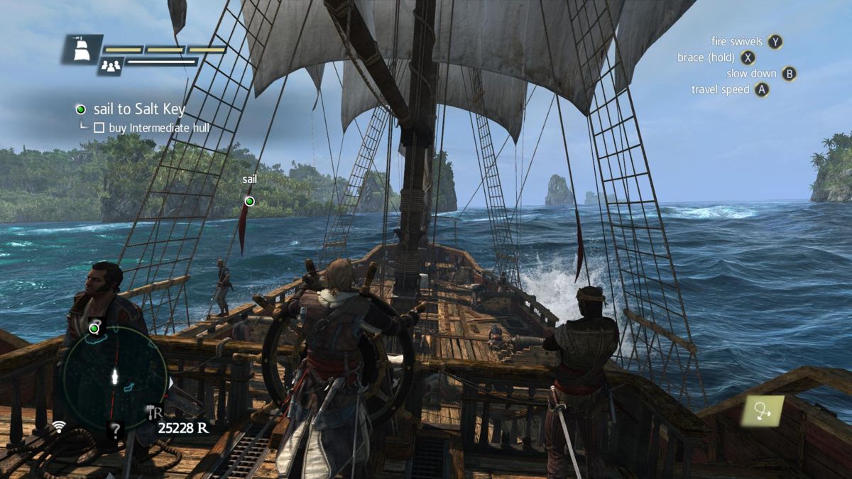 Assassin's Creed IV: Black Flag (Windows) screenshot: Captain Kenway at the helm