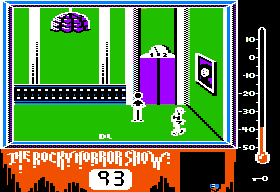 The Rocky Horror Show (Apple II) screenshot: Before the elevator