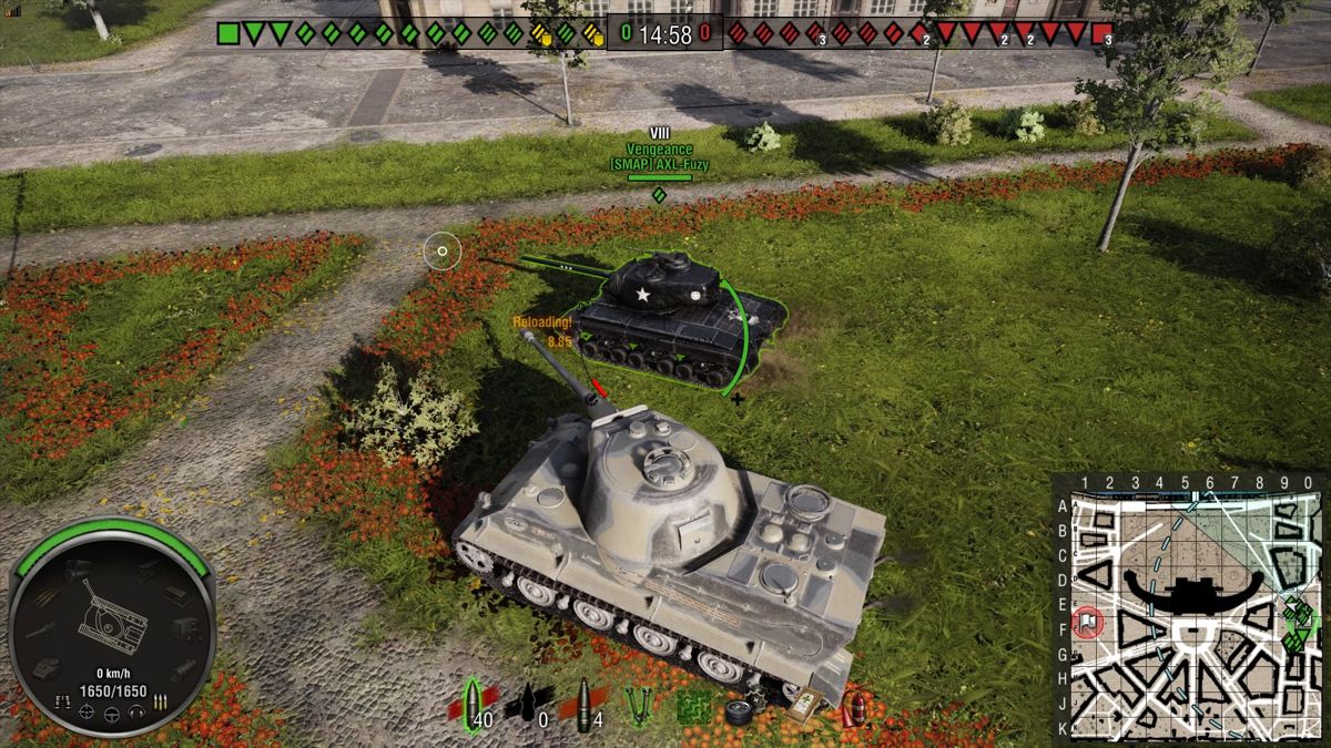 World of Tanks: Vengeance T25 Loaded (PlayStation 4) screenshot: Next to an allied Vengeance tank in my German tier viii premium tank