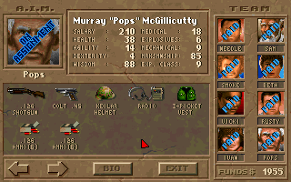 Jagged Alliance: Deadly Games (DOS) screenshot: A full team