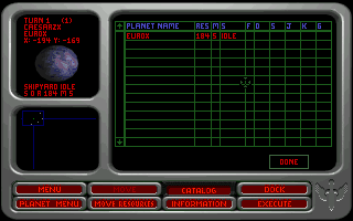 Wing Commander: Armada (DOS) screenshot: catalog
