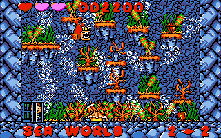 Dino Jnr. in Canyon Capers (DOS) screenshot: Entering the Sea World (VGA)