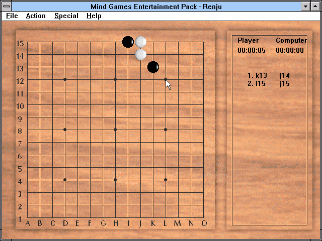Mind Games Entertainment Pack for Windows (Windows 3.x) screenshot: Gameplay (Renju)