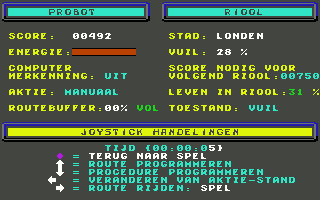 Floyd the Droid (Commodore 64) screenshot: Level 2: Londen (Dutch)