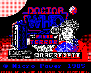 Doctor Who and the Mines of Terror (BBC Micro) screenshot: Title Screen