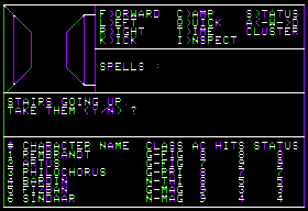 Wizardry: Knight of Diamonds - The Second Scenario (Apple II) screenshot: The maze, sparse as ever