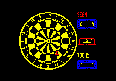 Jocky Wilson's Compendium of Darts (Amstrad CPC) screenshot: Taking your throw.