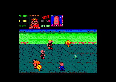 Viz: The Game (Amstrad CPC) screenshot: Start of the race.