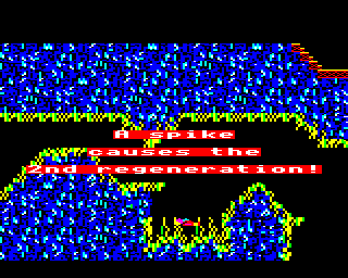 Doctor Who and the Mines of Terror (BBC Micro) screenshot: Life was lost after falling on spikes