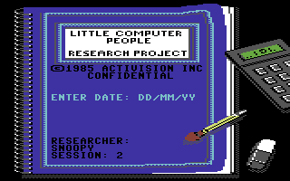 Little Computer People (Commodore 64) screenshot: Beginning another session