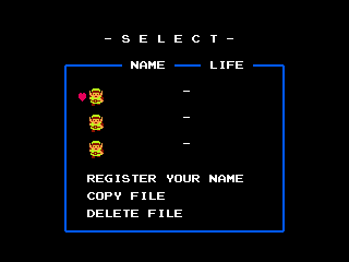 Zelda Classic (DOS) screenshot: Like the original game, there are 3 (empty) save slots the player can access.