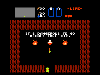 Zelda Classic (DOS) screenshot: Of course, I can't go exploring without my sword!