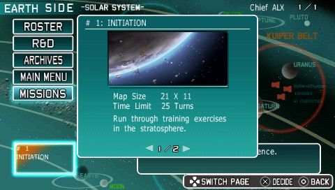 R-Type Command (PSP) screenshot: Choosing battle map