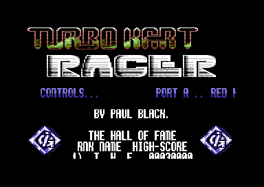 Turbo Kart Racer (Commodore 64) screenshot: Tilte screen.